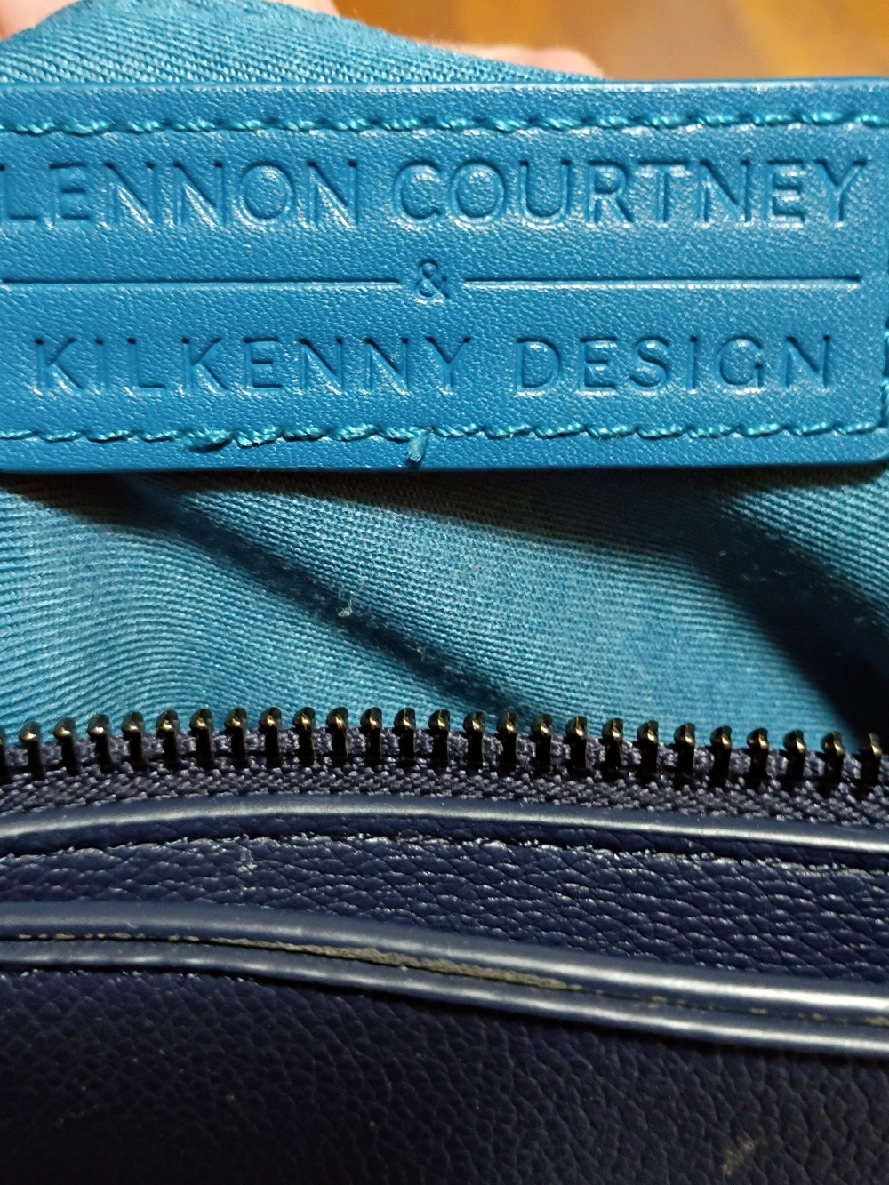 Lennon Courtney Women's Navy Blue Crossbody Bag with Teal Accent With Wallet - Picture 5 of 11